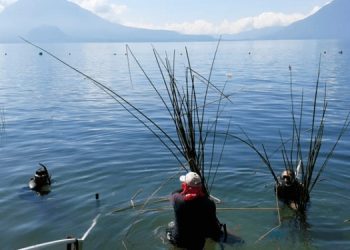 El MARN reitera su compromiso con el combate contra la contaminación en el lago de Atitlán.