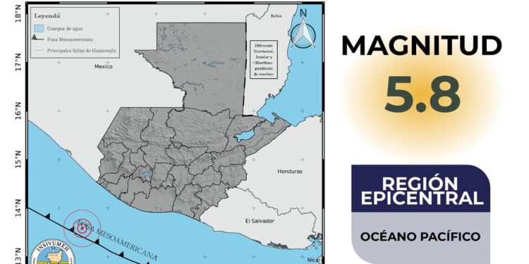 Temblor de 5.8 fue sensible en Guatemala y Conred inicia monitoreo a nivel nacional