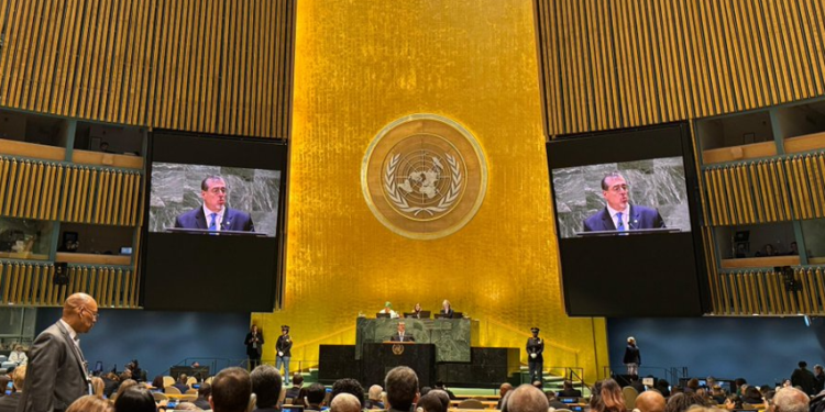 Presidente Bernardo Arévalo en la Asamblea de la ONU en 2024.