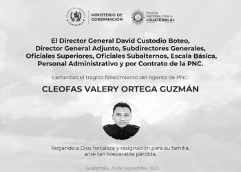 Esquela de investigador Ortega Guzmán. / Foto: PNC