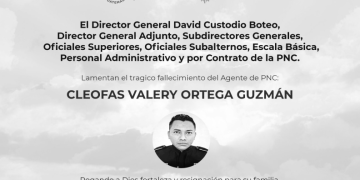 Esquela de investigador Ortega Guzmán. / Foto: PNC