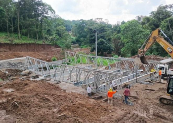 Caminos avanza con la instalación del puente modular en la ruta Cito Zarco./Foto: CIV.