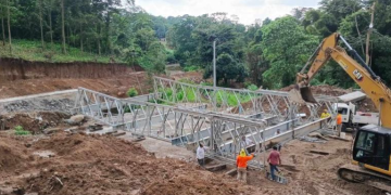 Caminos avanza con la instalación del puente modular en la ruta Cito Zarco./Foto: CIV.
