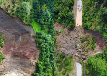 Covial atiende derrumbe con maquinaria pesada./Foto: CIV.