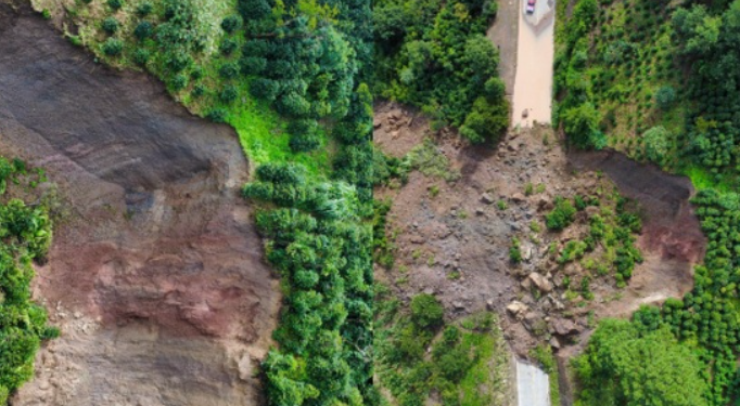 Covial atiende derrumbe con maquinaria pesada./Foto: CIV.