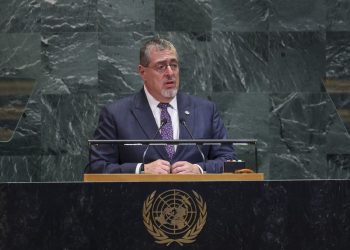 El presidente Bernardo Arévalo, durante su discurso en la Asamblea General de las Naciones Unidas.