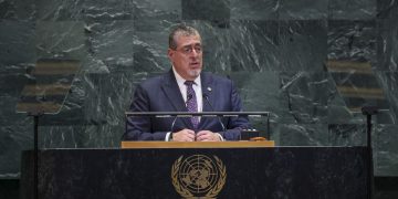 El presidente Bernardo Arévalo, durante su discurso en la Asamblea General de las Naciones Unidas.