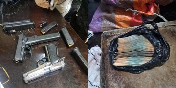 Durante la requisa en la granja penal Pavón se decomisaron dos pistolas tolvas y 25 mil quetzales en efectivo.