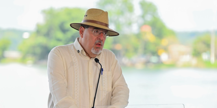 Presidente Bernardo Arévalo durante conferencia de prensa. / Foto: Álvaro Interiano.