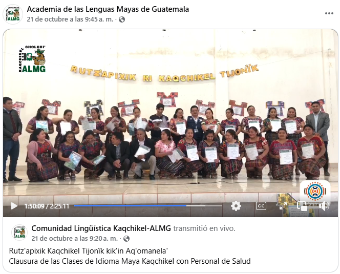 Clausuran Clases de Idioma Maya Kaqchikel con Personal de Salud