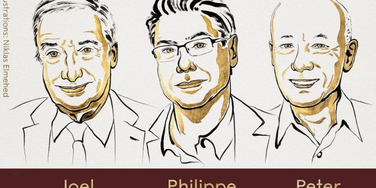 El estadounidense Joel Mokyr, el francés Philippe Aghion y el canadiense Peter Howitt reciben el Premio Nobel de Economía 2025.