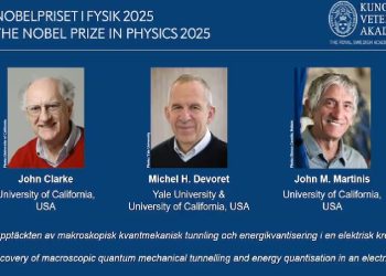 Los tres galardonados con el Premio Nobel de Física 2025.