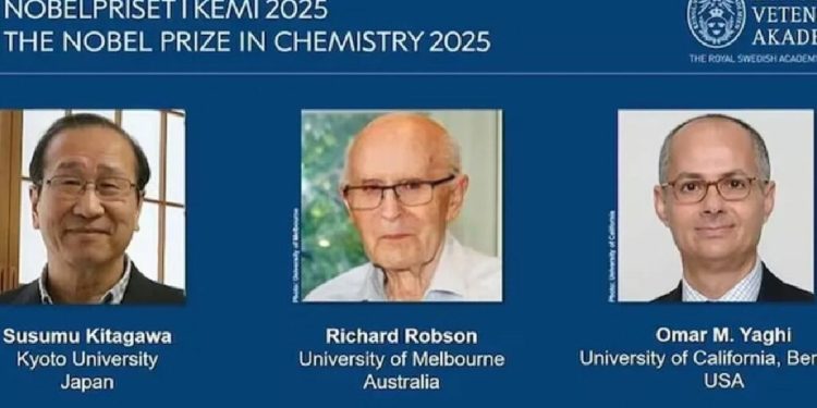 Los tres galardonados con el Nobel de Química 2025 son Susumu Kitagawa, Richard Robson y Omar M. Yaghi .