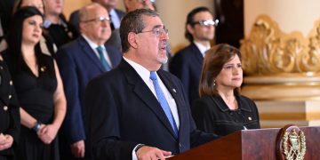 El presidente Bernardo Arévalo, durante el mensaje a la Nación.
