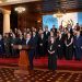 Presidente Arévalo, Gabinete y diputados oficialistas en Cadena Nacional./Foto: Byron de la Cruz.