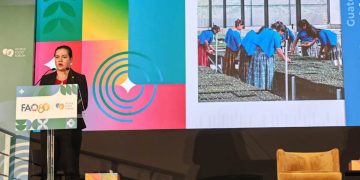 María Fernanda Rivera, participó en el Foro de Inversiones Hand in Hand, donde destacó las acciones del Gobierno para promover el desarrollo agrícola / Foto: MAGA