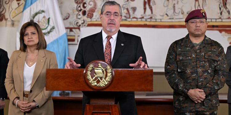 Presidente Bernardo Arévalo en mensaje a la Nación. / Foto: Alvaro Interiano.