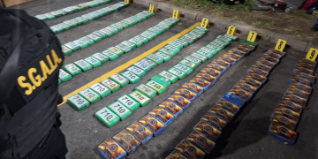 El hallazgo se produjo al inspeccionar un vehículo tipo picop, en el que se detectó el cargamento ilícito. / Foto: Mingob.