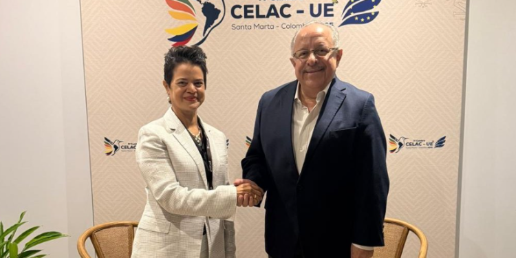 El ministro de Relaciones Exteriores abordó retos comunes regionales con la secretaria general de la AEC. (Foto: Minex)