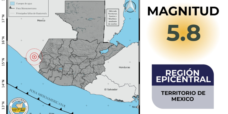 Insivumeh confirma temblor de magnitud 5.8. / Foto: Insivumeh.