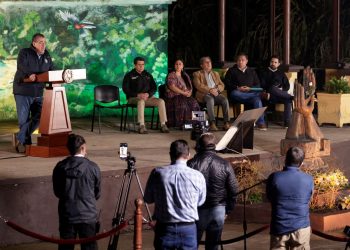 l presidente Bernardo Arévalo, durante la conferencia de prensa La Ronda, celebrada en Cobán, Alta Verapaz./Foto: Dickéns Zamora