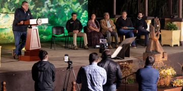 l presidente Bernardo Arévalo, durante la conferencia de prensa La Ronda, celebrada en Cobán, Alta Verapaz./Foto: Dickéns Zamora