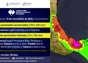 México instala vigilancia en varios estados por pronóstico de lluvias torrenciales. Foto: Servicio Meteorológico Nacional de México