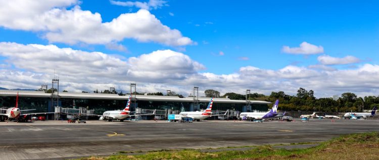 Durante la temporada alta el Aeropuerto Internacional La Aurora recibe unos 80 vuelos diarios, y este lunes arribaron 85, con más de 10 mil viajeros.