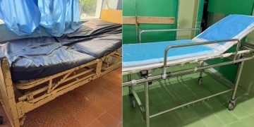 La composición muestra las condiciones en las que se encontraban las camas que se sustituirán con el nuevo equipo adquirido por el hospital de Zacapa.