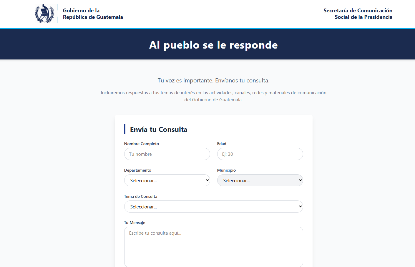 Portal para enviar tus comentarios y sugerencias