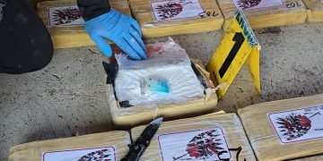 Se reportó la incautación de 867 paquetes de cocaína en el municipio de Iztapa, Escuintla. / Foto: PNC.