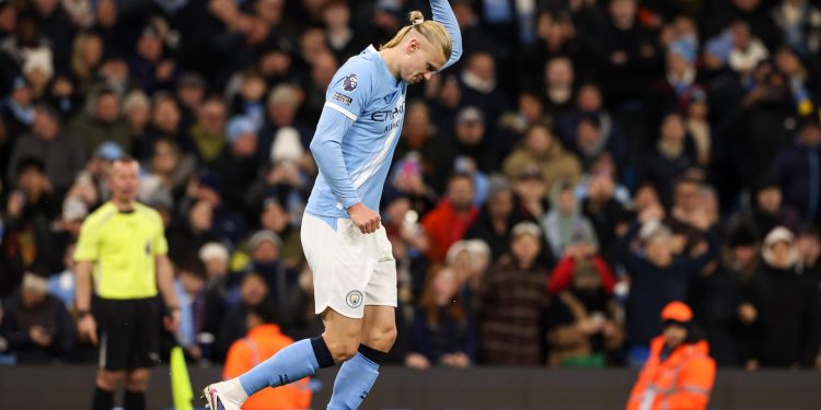 Erling Haaland celebrando el 3-0 del City frente al West Ham. / Foto: EFE.