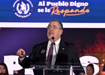 El presidente Bernardo Arévalo, durante la presentación de su Informe Abierto al pueblo de Guatemala.