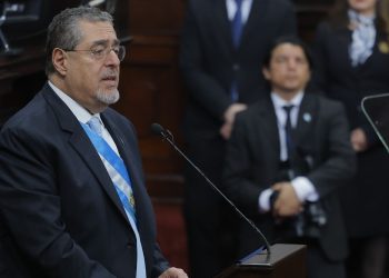 Presidente Arévalo en la presentación de su segundo informe de Gobierno. / Foto: Gilber García