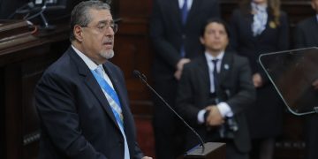 Presidente Arévalo en la presentación de su segundo informe de Gobierno. / Foto: Gilber García