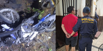 Tras el hecho, el conductor fue capturado en el lugar por otros elementos policiales y puesto a disposición del juzgado correspondiente. / Foto: PNC.