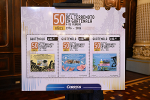 Sellos postales conmemorativos por el 50 aniversario del terremoto de 1976. / Foto: Gobierno de Guatemala.