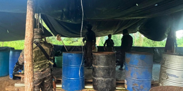 Ejército localiza presunto narcolaboratorio./Foto: Ejército de Guatemala.