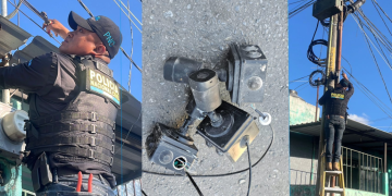 Retiran cámaras no autorizadas en San Rafael II, zona 18, para frenar alertas a grupos criminales. / Foto: PNC.