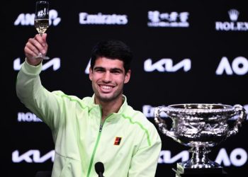 Carlos Alcaraz luego de su victoria en el Abierto de Australia. / Foto: EFE.