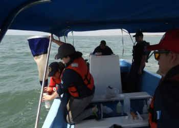 Insivumeh realiza monitoreo en la zona marino-costera de Escuintla para identificar presencia de microalgas. (Foto: Insivumeh)