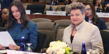 Lucrecia Peinado participa en el foro Fostering the Future Together. / Foto: RR.SS.