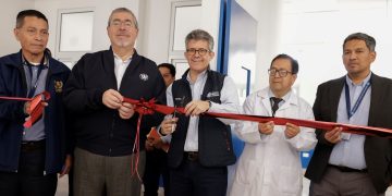 El presidente Bernardo Arévalo, durante la inauguración del Centro de Salud Sur de Huehuetenango. /Foto: Dickéns Zamora