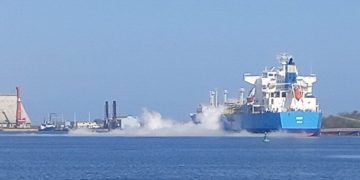 Controlan fuga de gas en puerto Quetzal. / Foto: Mindef.