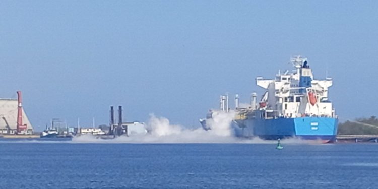 Controlan fuga de gas en puerto Quetzal. / Foto: Mindef.