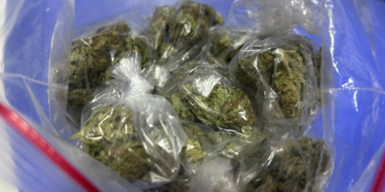 En la zona 6 capitalina, policías de la comisaría 12 capturaron a Anderson N, quien llevando 22 bolsas con marihuana. / Foto: PNC