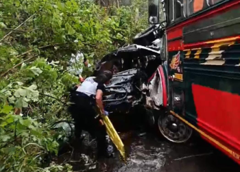 Capturan a piloto de bus involucrado en accidente en Palín, Escuintla./Foto: PNC.