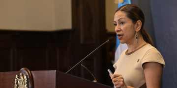 Secretaria de Comunicación Social de la Presidencia, Karina García Ruano, condenó el asesinato del periodista. / Foto: Álvaro Interiano.