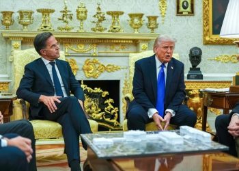 El secretario general de la OTAN, Mark Rutte, durante encuentro con el presidente de EE. UU., Donald Trump.