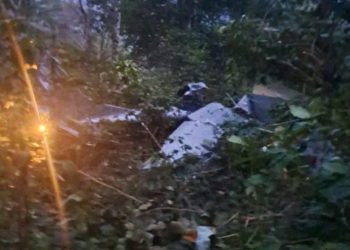 Restos de la aeronave accidentada en jurisdicción de Santa Cruz Barillas, Huehuetenango.